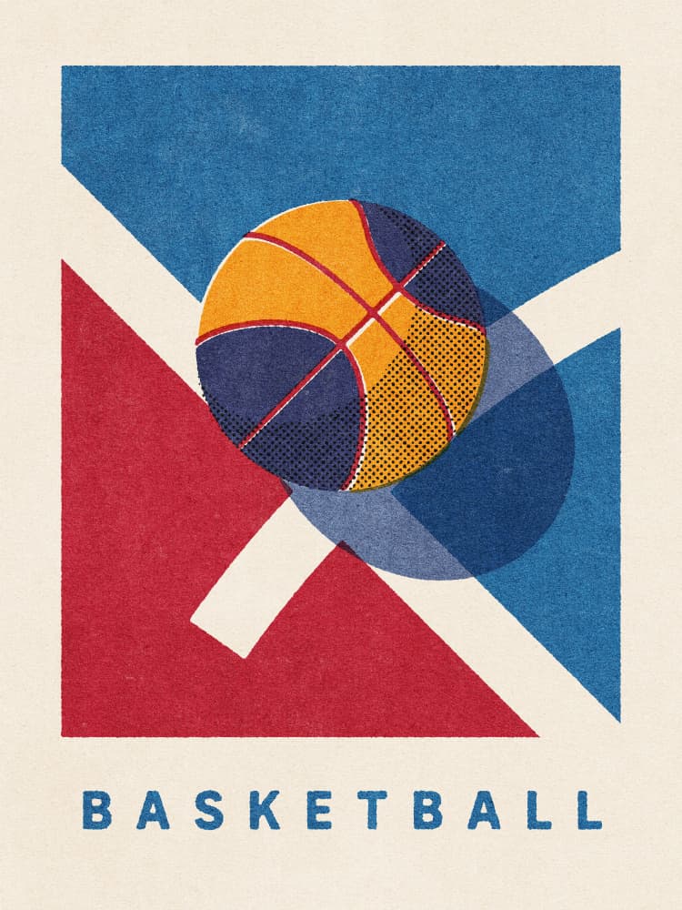 Retro Basketball Game by Daniel Coulmann — canvas wall art