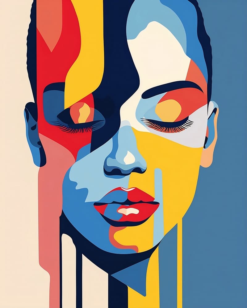 Vibrant Abstract Woman Portrait by Emiliano Deificus — canvas wall art