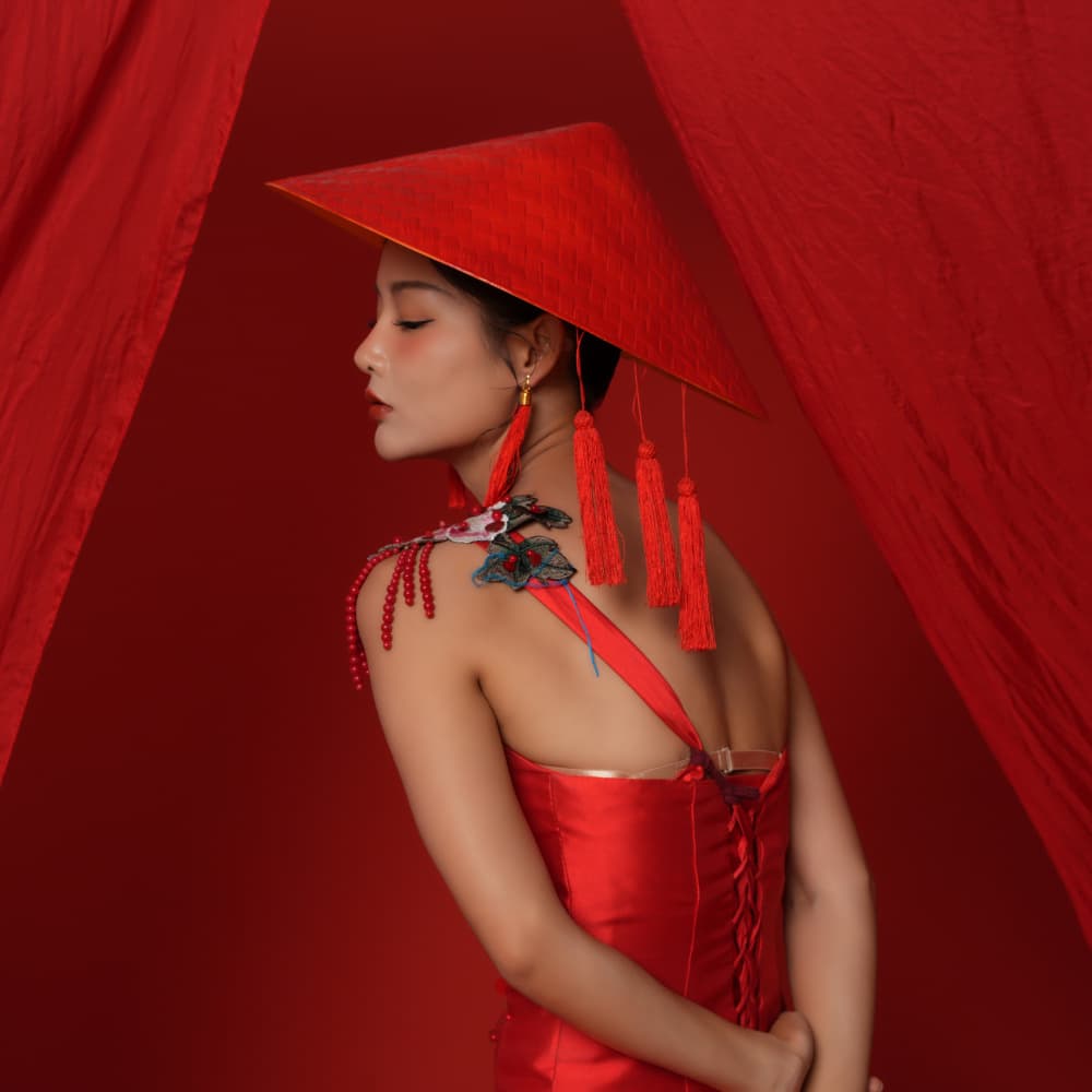 Red Fashion Portrait by TWEE LIANG WONG — canvas wall art