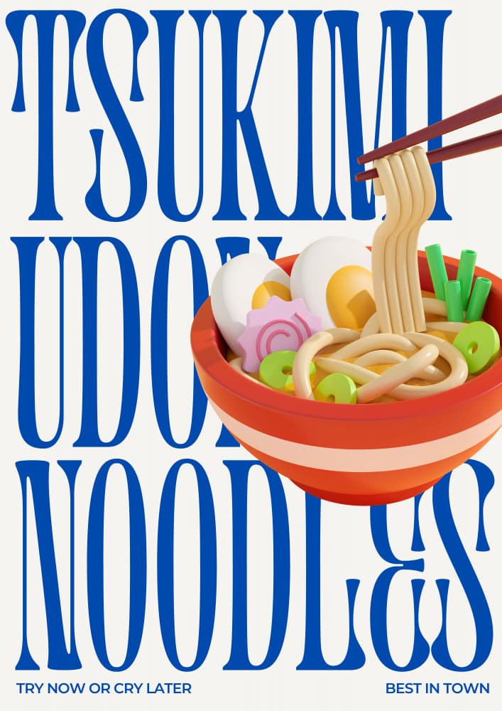 Tsukimi Udon Noodles by Julia Ramiro — canvas wall art