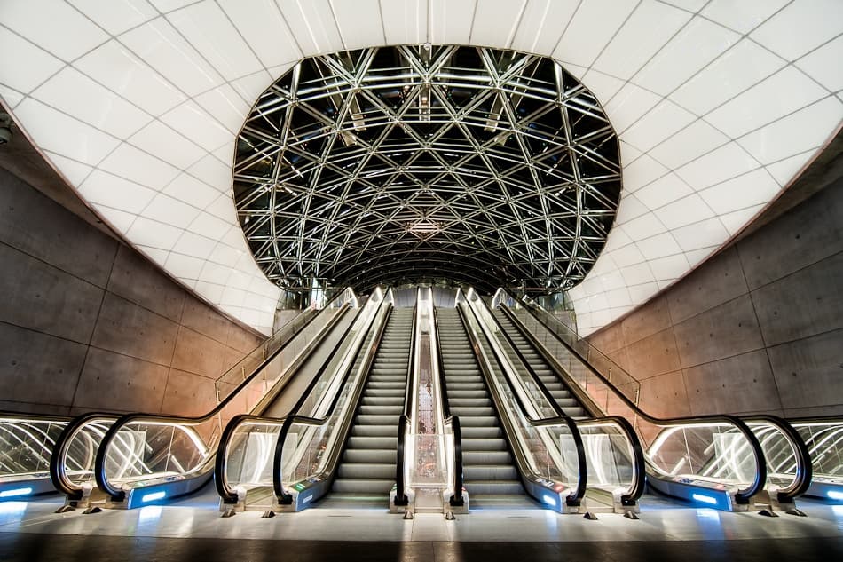 Modern Subway Escalators by Jacek Oleksinski — canvas wall art