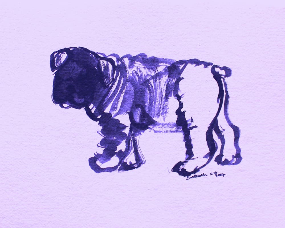 Abstract Purple Bulldog by Santhosh ch — canvas wall art