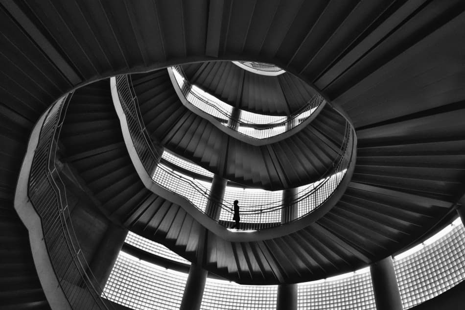 Spiral Staircase Silhouette by Keisuke Ikeda @ blackcoffee — canvas wall art