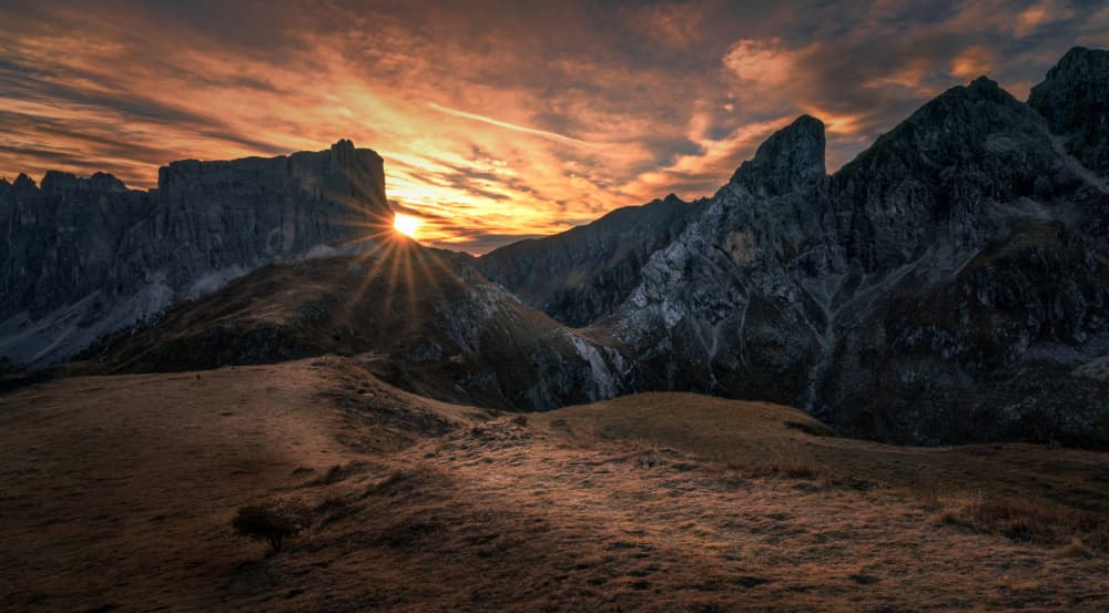 Golden Mountain Sunset by Ling Jiang — canvas wall art