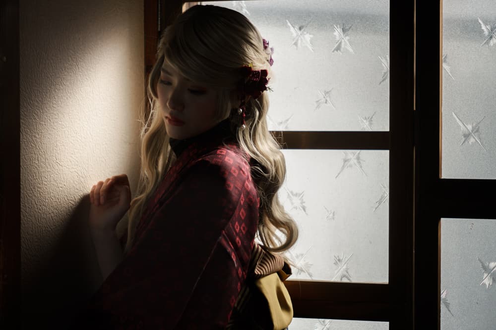 Serene Kimono Portrait by Yasuhiro Ujiie — canvas wall art