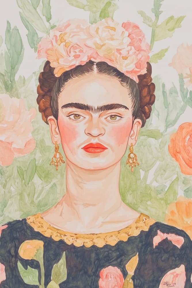 Woman With Flower Crown by Melloi Art Prints — canvas wall art