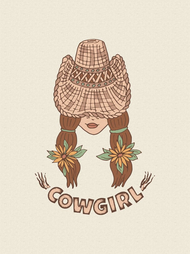 Cowgirl Hat and Sunflowers by Olena Kovalova — canvas wall art
