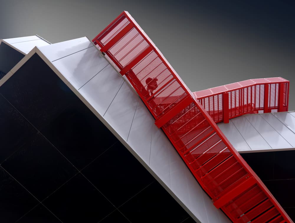 Architectural Red Ascent by Erhard Batzdorf — canvas wall art