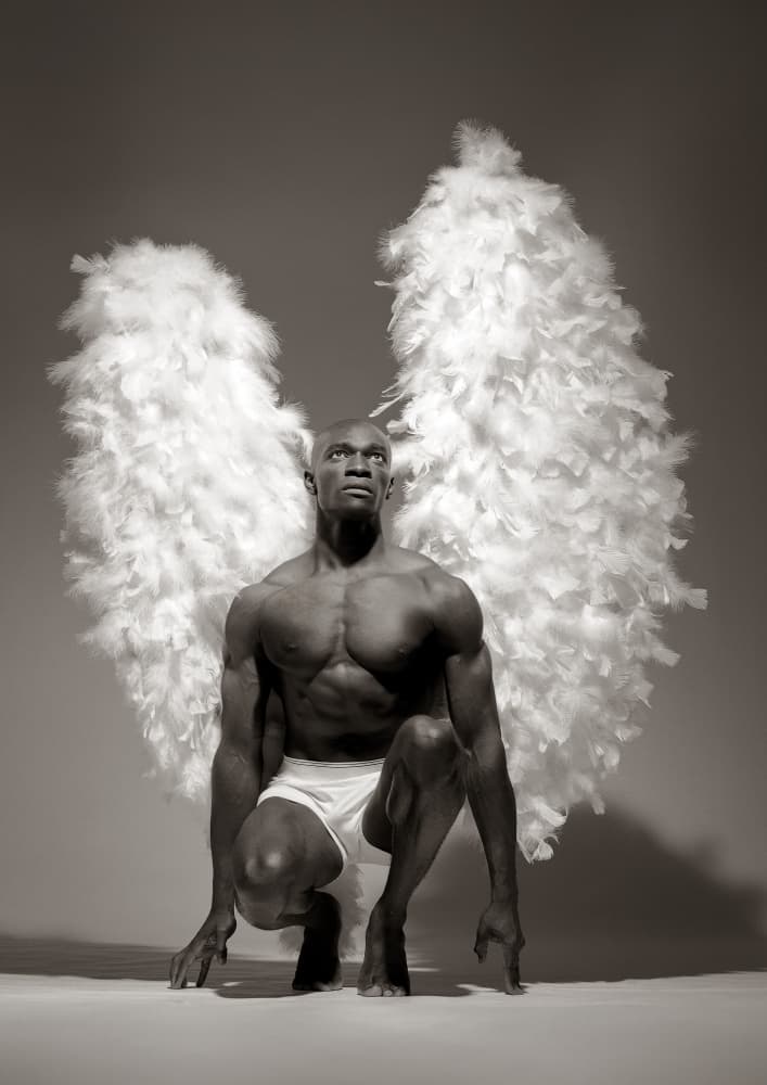 Black Man Angel Wings by Anders Kustås — canvas wall art