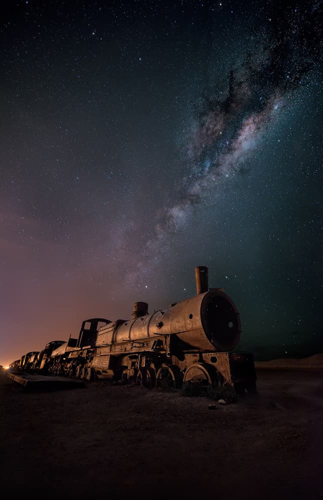 Desert Train Milky Way by Hernan Calderon Velasco — canvas wall art