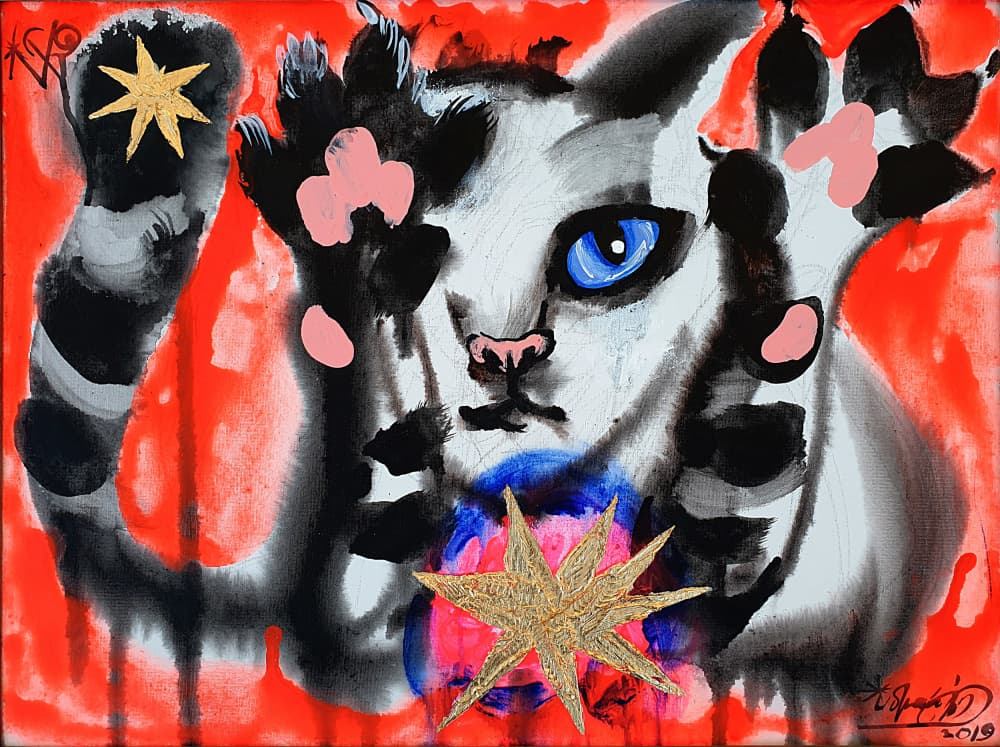 Cosmic Cat Stargazer by Kanat Ibragimov — canvas wall art