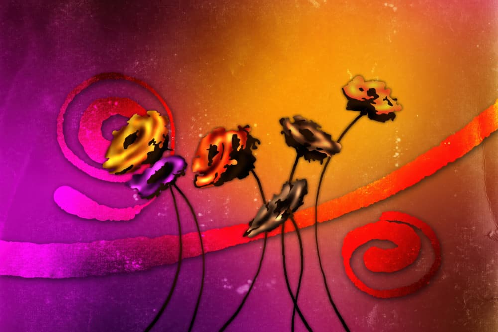 Vibrant Abstract Flowers by Rafal Kulik — canvas wall art