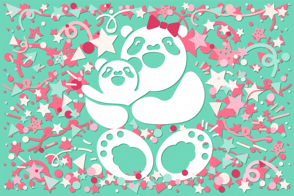 Mama Baby Panda Hug by Marika Barsrsind — canvas wall art