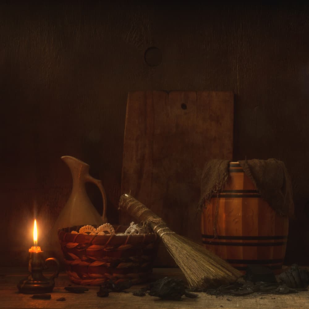 Rustic Candle Still Life by magnola — canvas wall art