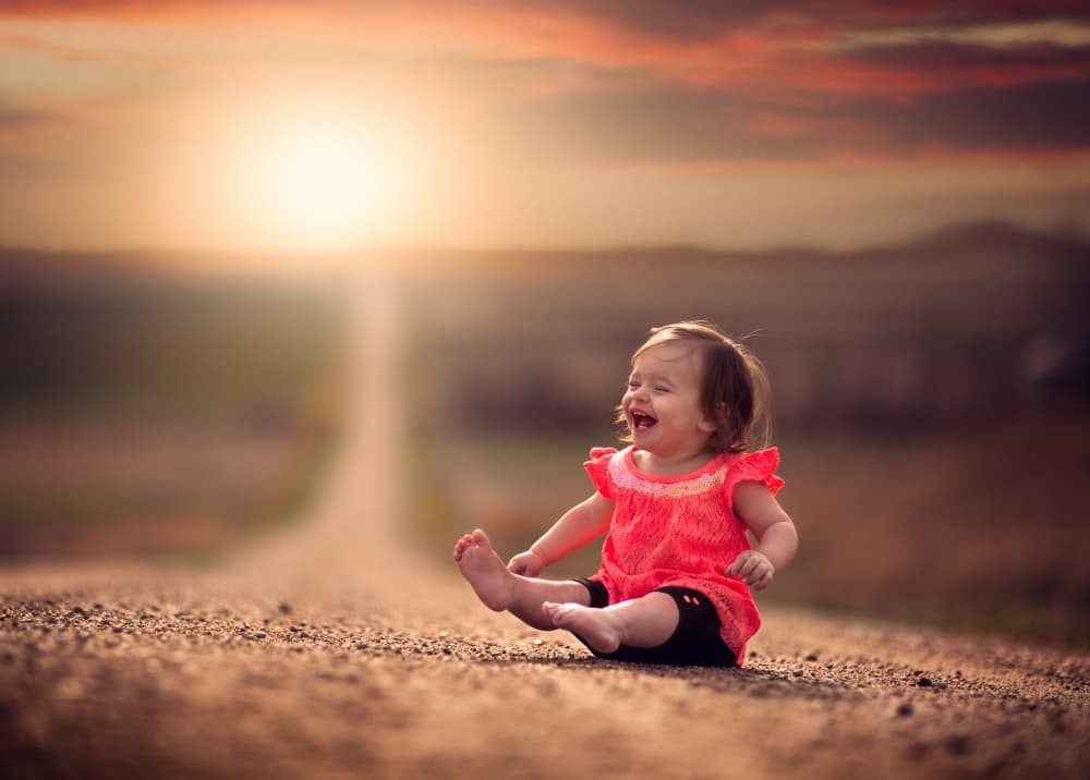 Happy Baby Sunset Road by Jake Olson — canvas wall art