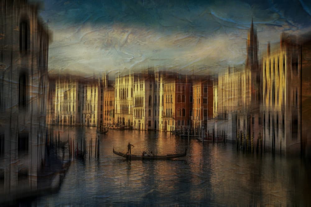 Golden Hour Venice Canal by Michel Romaggi — canvas wall art