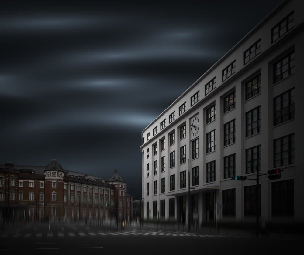 Moody City Architecture by Shuchuan Liu — canvas wall art