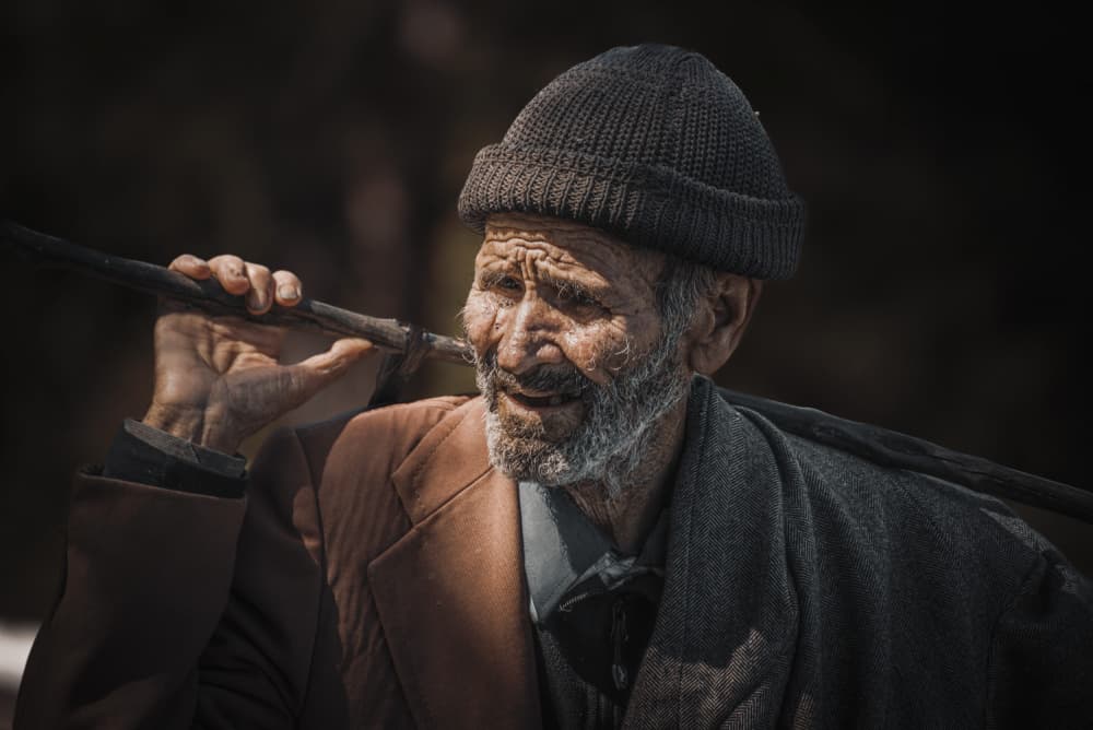 Wise Old Man Smiling by wail.Hamdane — canvas wall art