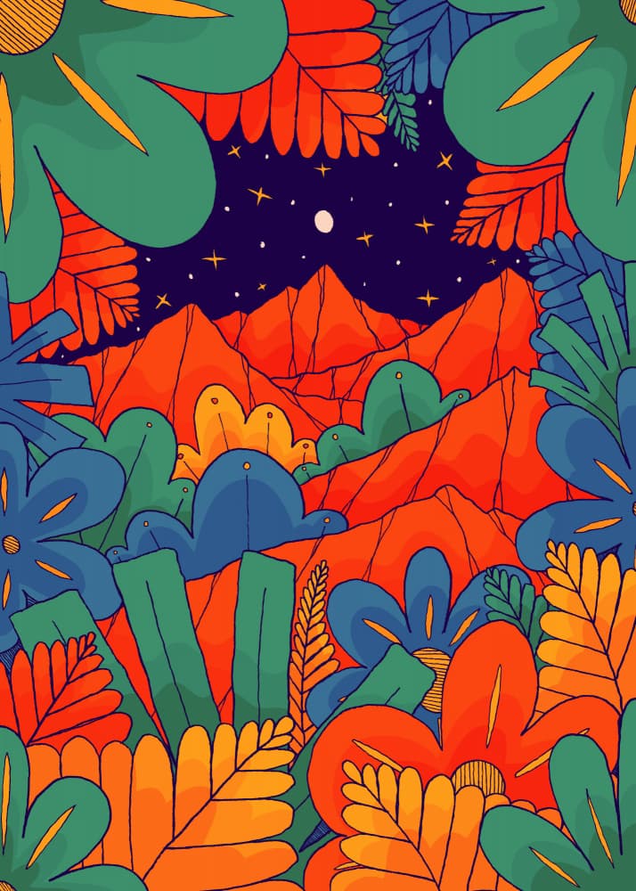 Vibrant Jungle Night by Stephen Wade — canvas wall art