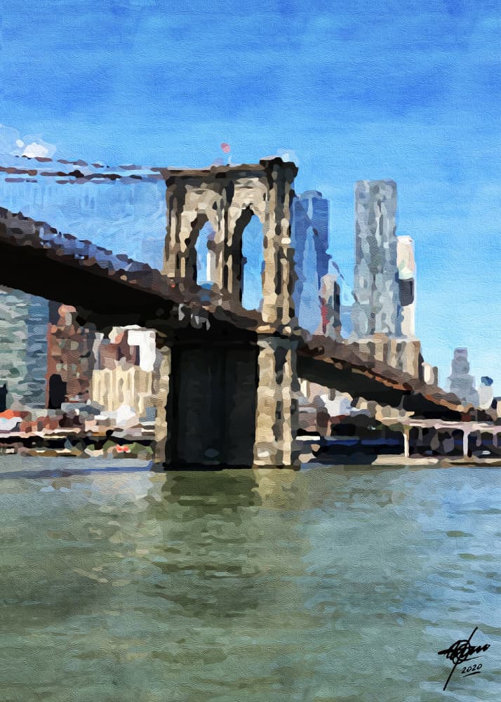 Brooklyn Bridge Reflections by Osvaldo Russo — canvas wall art