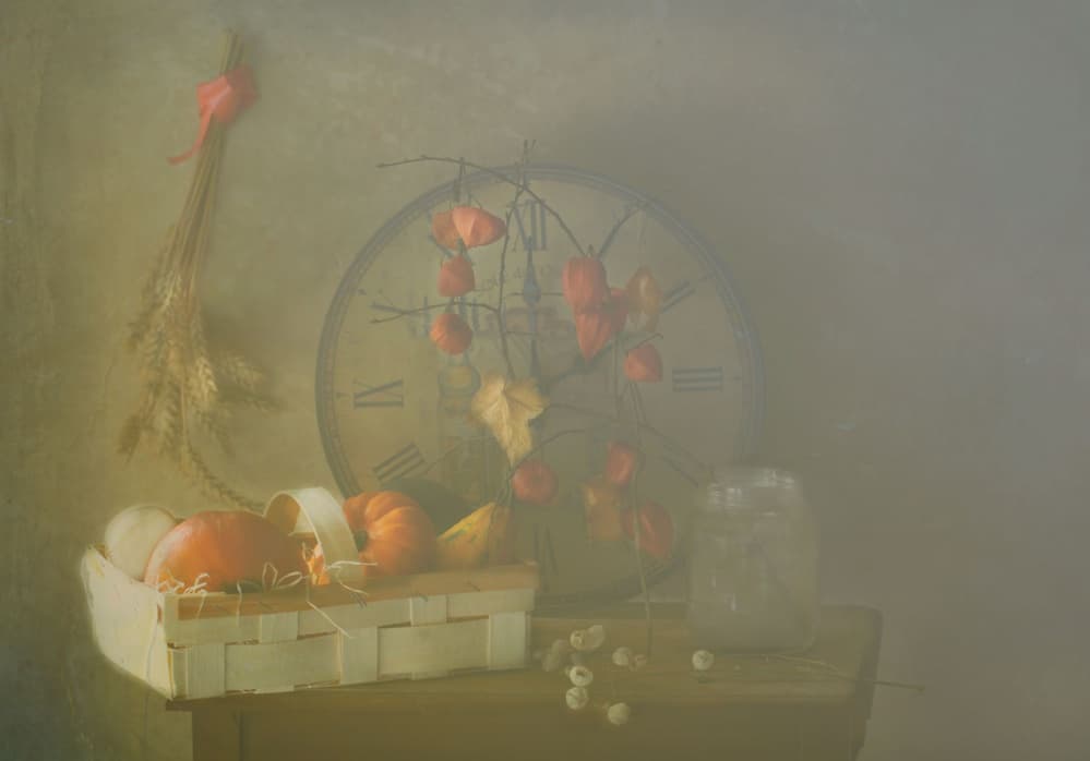 Cozy Autumn Still Life by Delphine Devos — canvas wall art