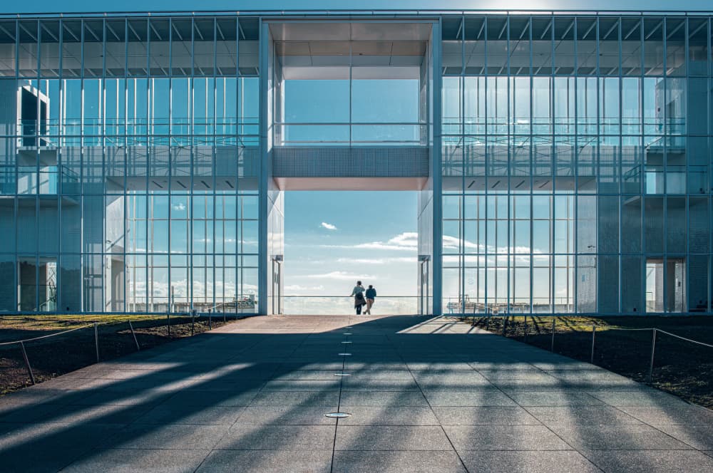 Sunny Glass Building View by Yuzo Fujii — canvas wall art