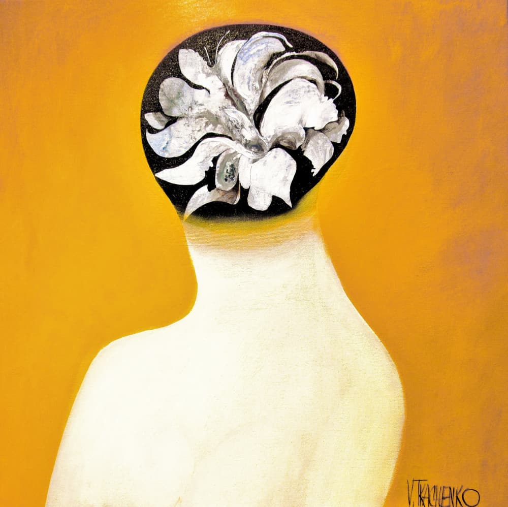 Woman With Floral Head by Victor Tkachenko — canvas wall art