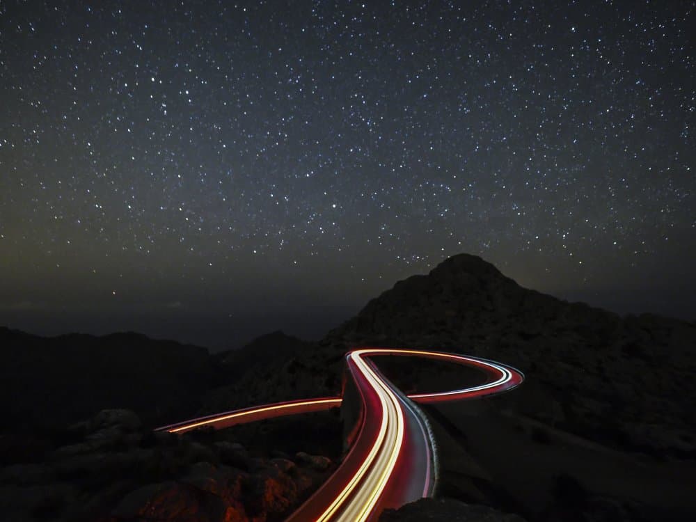 Starry Mountain Road by Cesc Noguera — canvas wall art