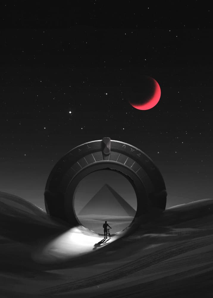 Red Moon Desert Journey by Fadil Roze — canvas wall art