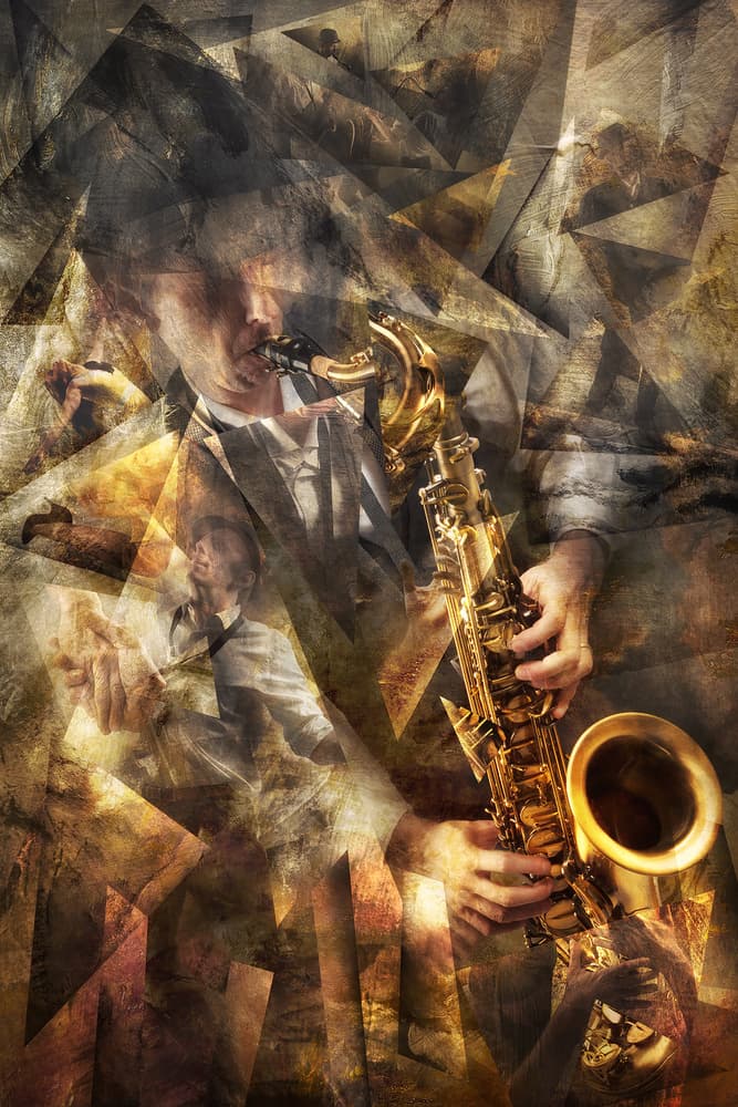 Golden Saxophone Dreams by Christophe Kiciak — canvas wall art