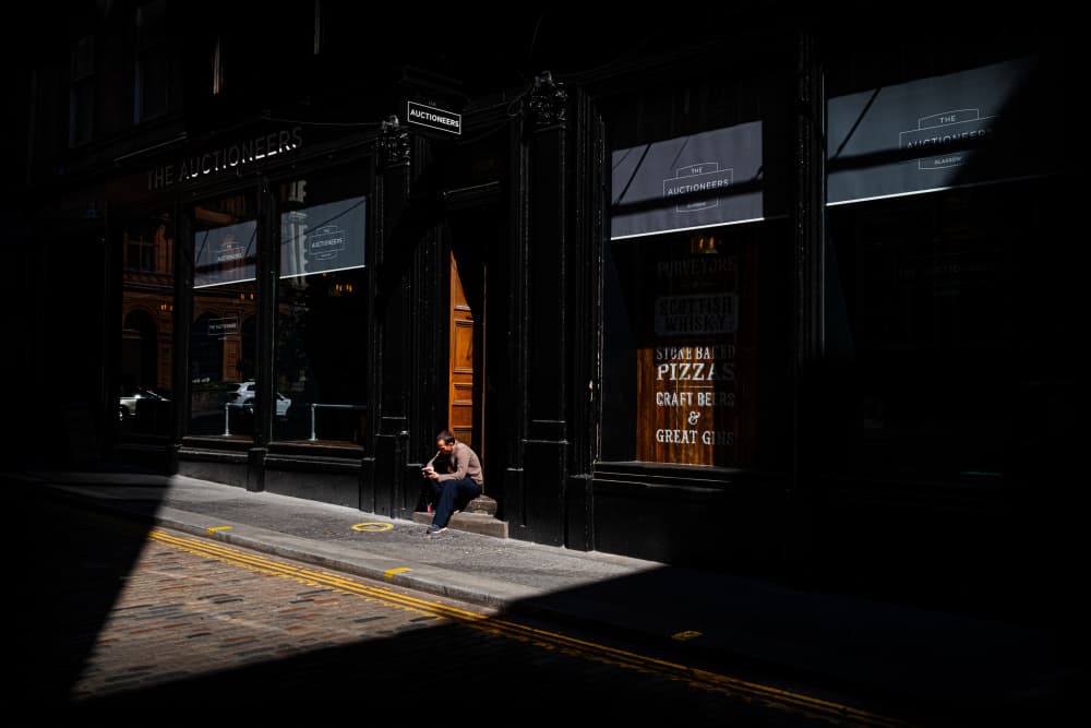 Solitary Man City Street by Rolf Endermann — canvas wall art