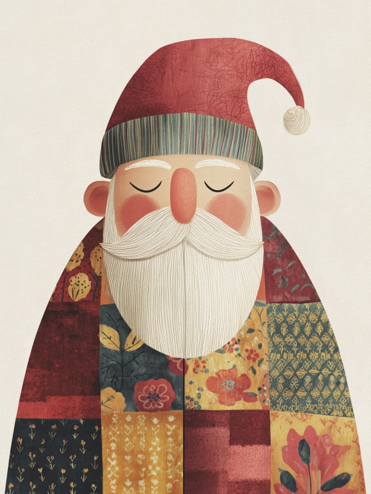 Peaceful Patchwork Santa by Andreas Magnusson — canvas wall art