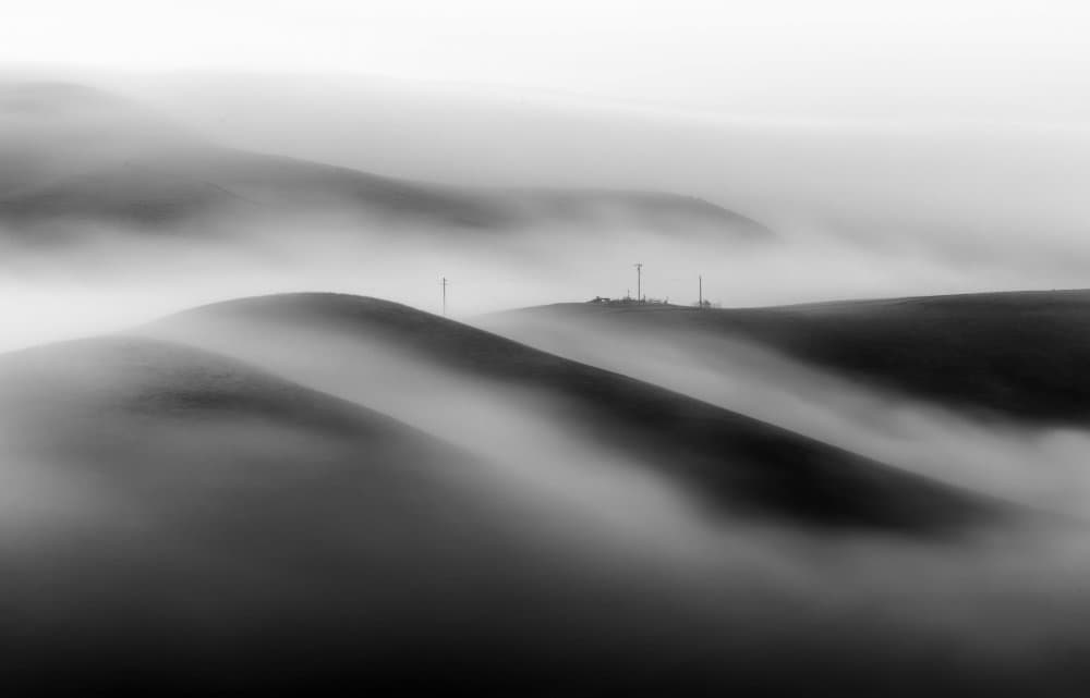 Misty Rolling Hills by Jenny Qiu — canvas wall art