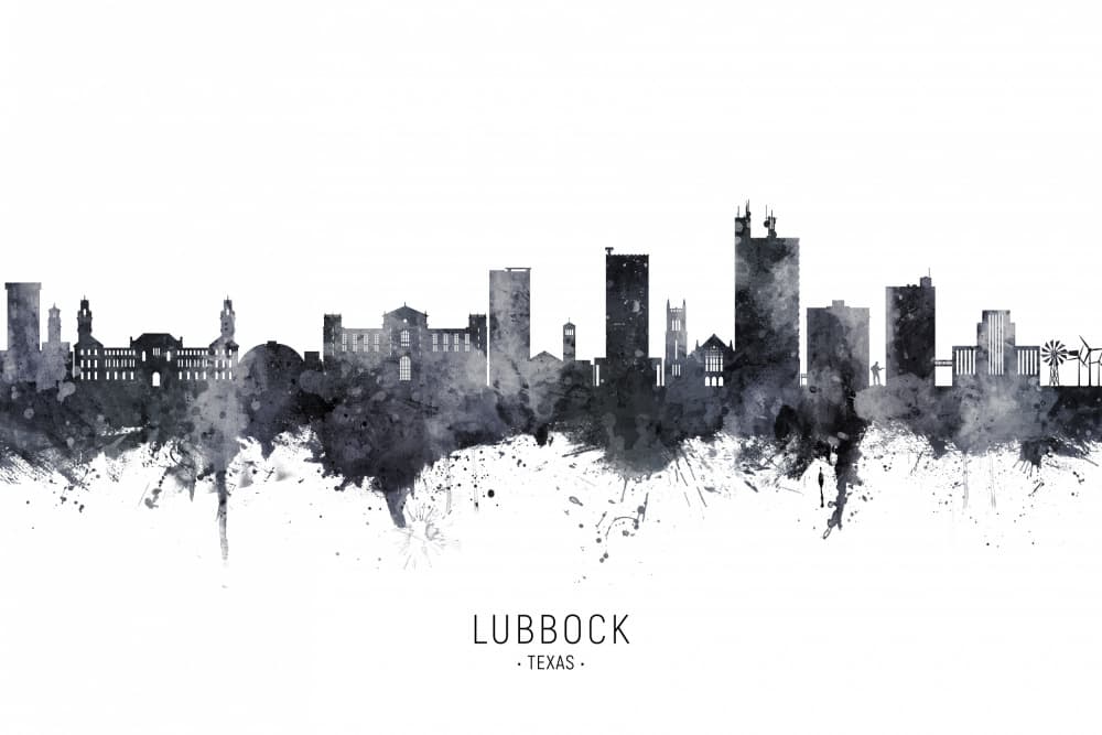 Lubbock Texas Skyline by Michael Tompsett — canvas wall art
