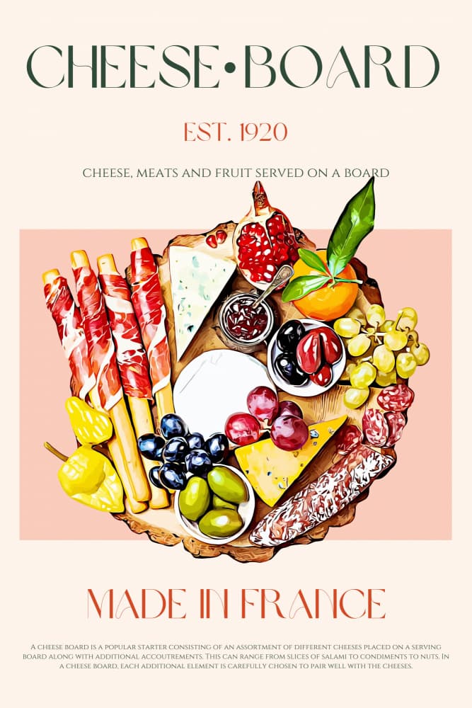 Gourmet Cheese Board by Nazma Khokhar — canvas wall art