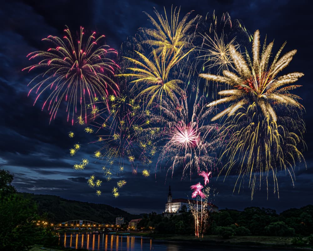 Spectacular Castle Fireworks by Ilona Rosenkrancová — canvas wall art