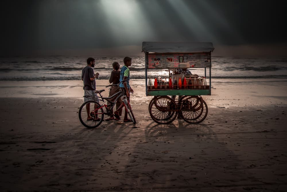 Beach Vendor Light Rays by Anita Singh — canvas wall art