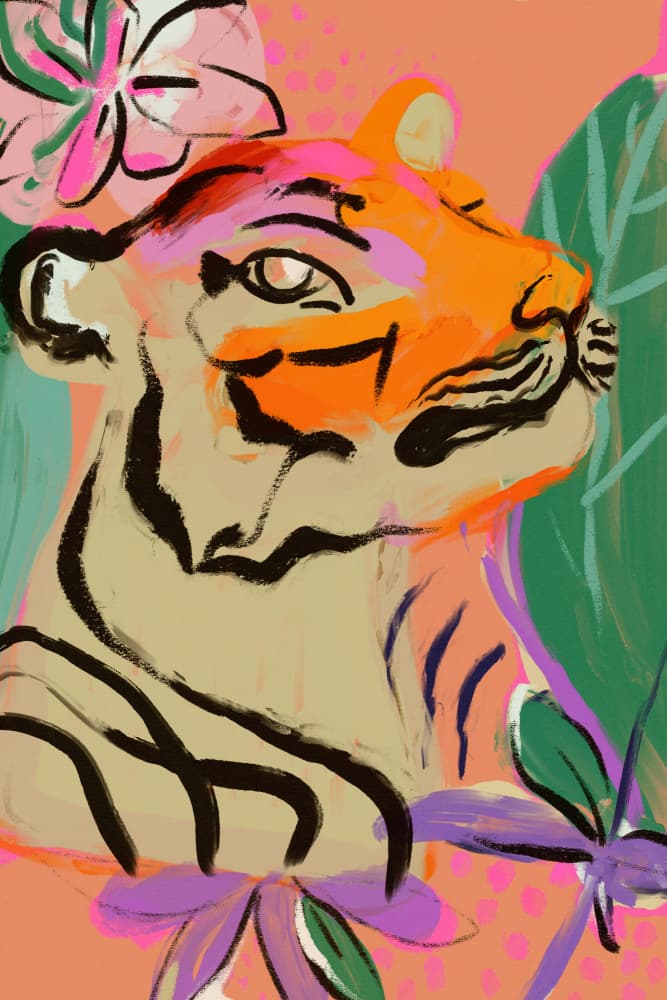 Vibrant Tiger Bloom by Treechild — canvas wall art