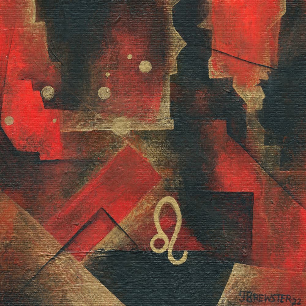 Leo Zodiac Abstract Red by Janine Brewster — canvas wall art
