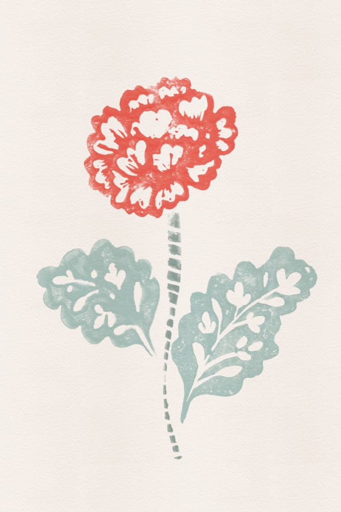 Coral Folk Flower by Melissa McKeagney — canvas wall art