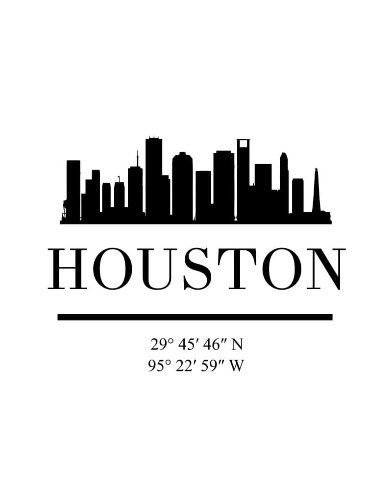 Houston Skyline With Coordinates by Emiliano Deificus — canvas wall art