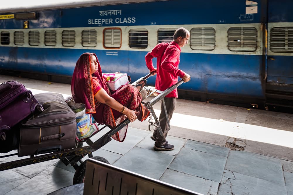Indian Train Station Travel by Martin Froyda — canvas wall art