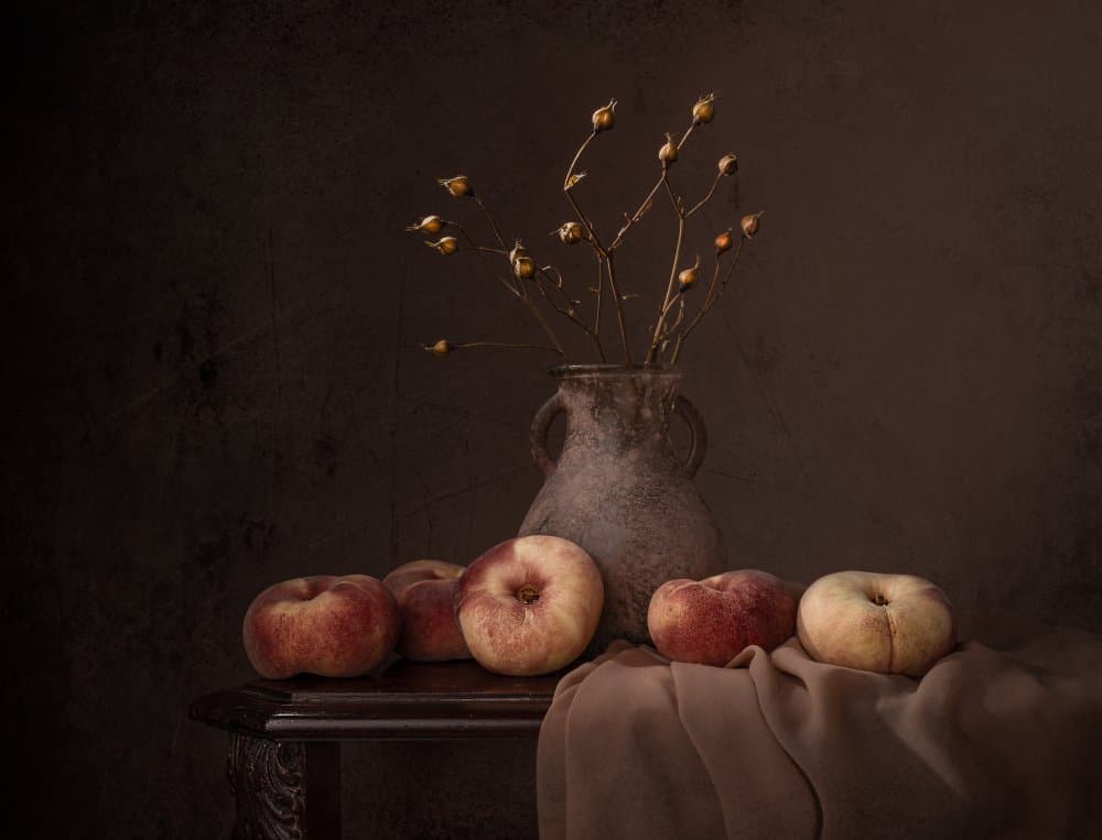 Rustic Peaches and Flowers by Margareth Perfoncio — canvas wall art