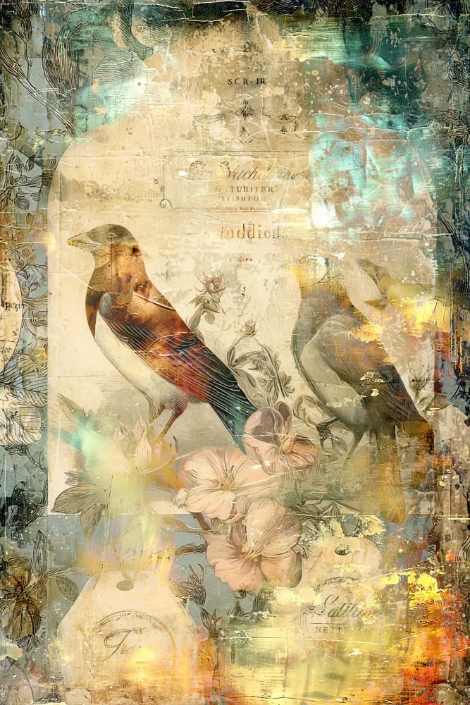 Vintage Birds Botanical by Rafal Kulik — canvas wall art