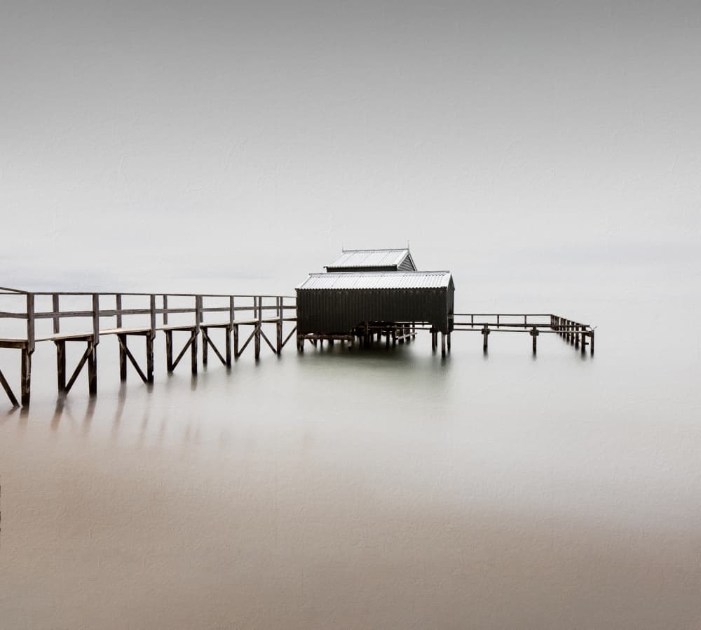 Minimalist Waterside Boathouse by David Chiodo — canvas wall art