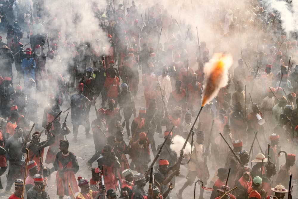 African Musket Ceremony by Trevor Cole — canvas wall art