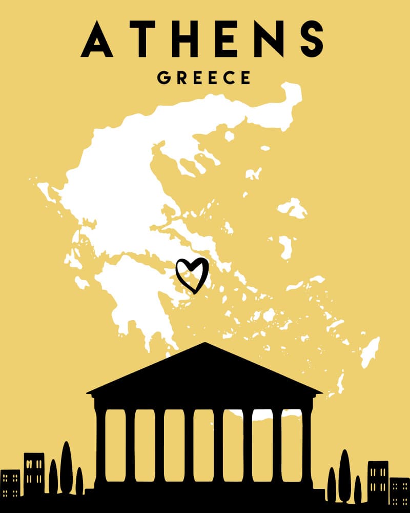 Love Athens Greece by Emiliano Deificus — canvas wall art