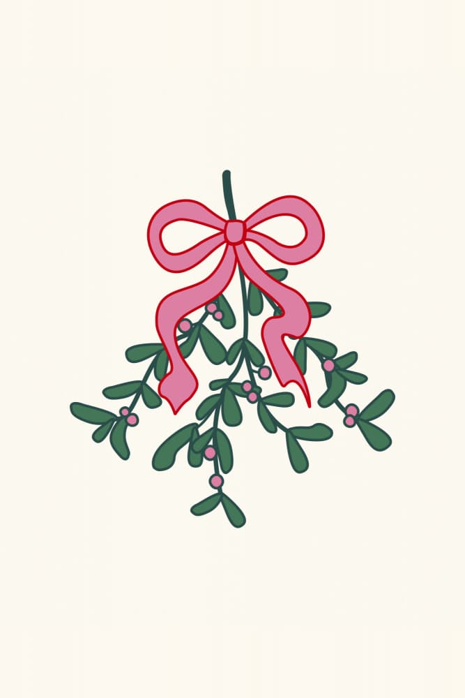 Festive Mistletoe Bow by Karen Menzenbach — canvas wall art