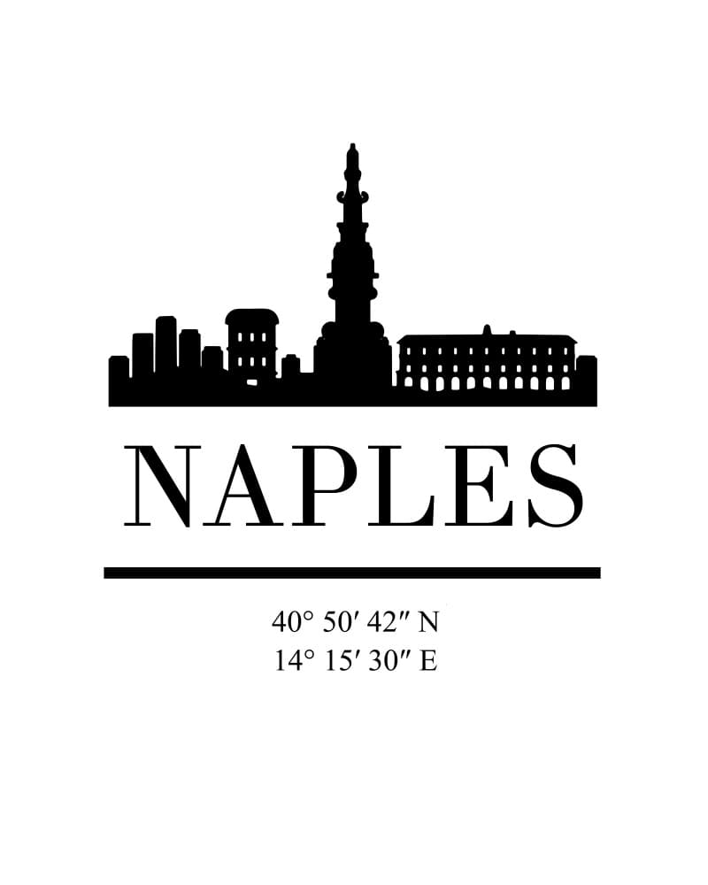 Naples City Skyline Coordinates by Emiliano Deificus — canvas wall art