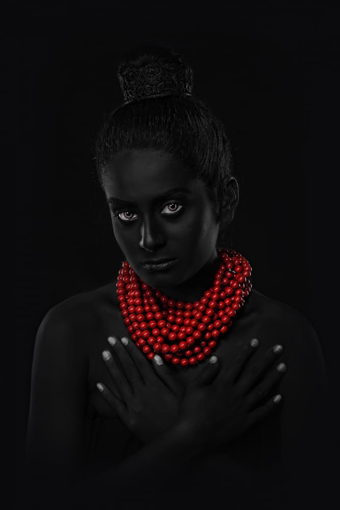 Dark Beauty Red Necklace by Shaibal Nandi — canvas wall art